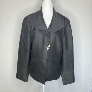 Doncaster 100% Silk Blazer Jacket Oversized Black & White Women‎ size 10 Classic